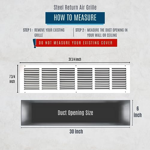 Fits 30x6 Duct Opening | Steel Return Air Grille by Handua | Vent Cover Grill - Image 3