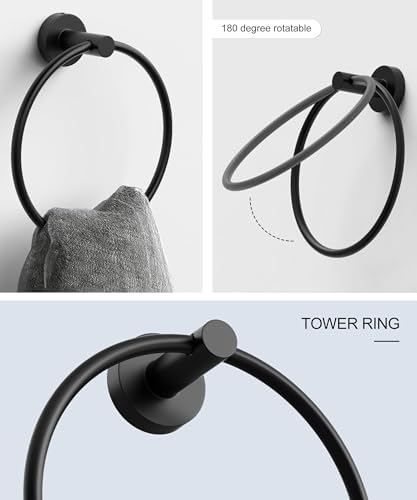 Matte Black Bathroom Hardware Accessories Set 6 Pcs - Image 3