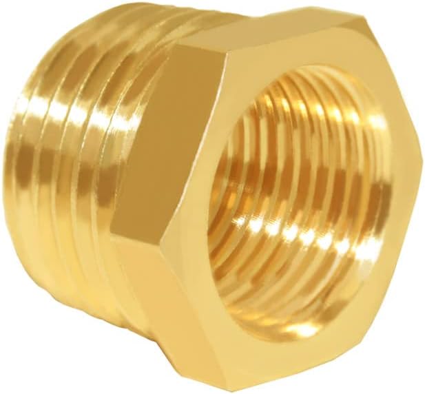 Hooshing 10PCS Brass Reducer Hex Bushing 1/2" NPT Male x 3/8" NPT Female | - Image 3
