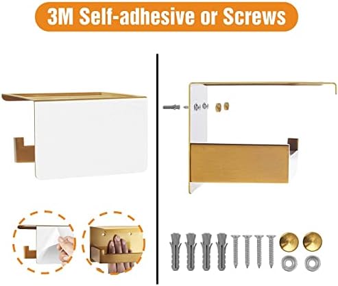 HITSLAM Gold Toilet Paper Holder, Stick on Brushed Brass Toilet Paper Holder - Image 4