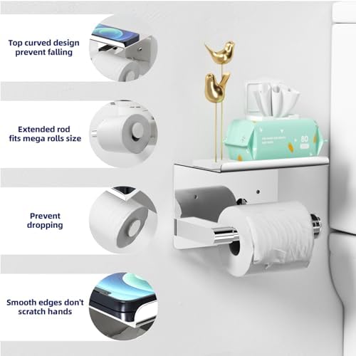 GLNLQ Chrome Toilet Paper Holder Wall Mount, Self Adhesive or Screw-in - Image 3