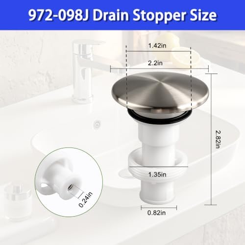 972-098J Plumbing-Equipment Brushed Nickel Drain Sink Stopper, Drain Sink Plug - Image 2