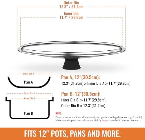 12 Inch Pan Lid For Pots Pans and Skillets, Cast Iron Skillet Lid, Large - Image 4