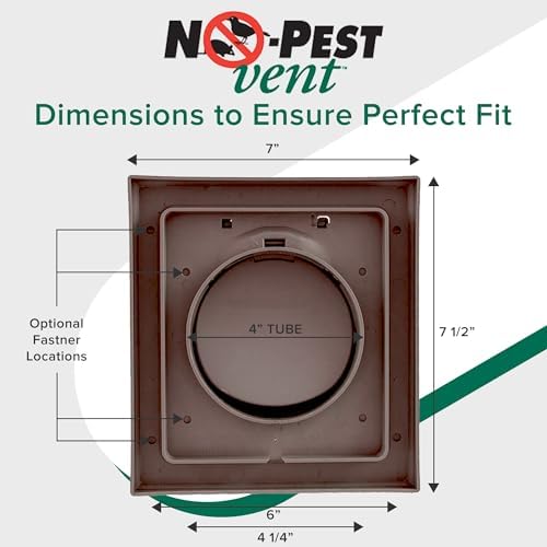 NO-PEST VENT Dual Door Dryer Vent Cover 4 Inch Outdoor, Made in USA, Highest - Image 5