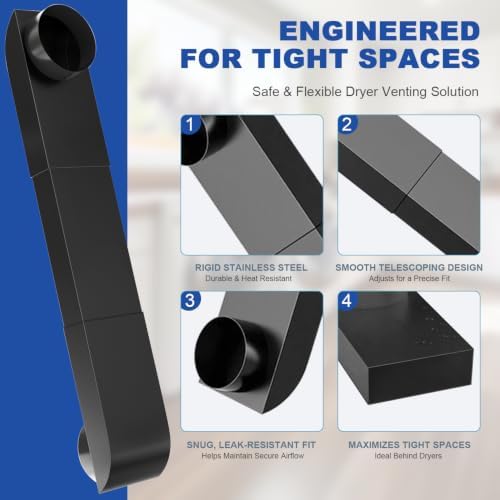 4" Periscope Dryer Vent, Upgraded 29-45" Slim Offset Adjustable Duct, Stainless - Image 6