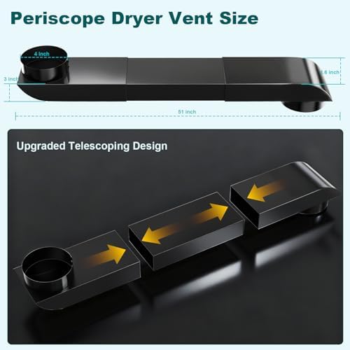 Periscope Dryer Vent, 29-45" Telescoping Dryer Vent Stainless Steel Adjustable - Image 3