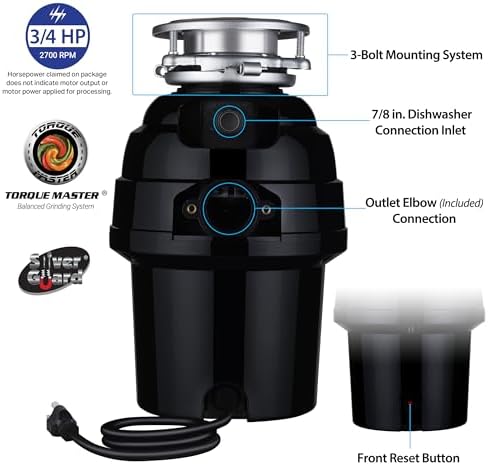 Waste Maid Garbage Disposal, Continuous Feed, 3/4 HP Deluxe - Image 3