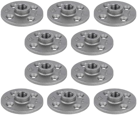 PIPE DECOR 3/8" Malleable Iron Floor Flange 10 Pack, Industrial Steel Grey Fits by PipeD%C3%A9cor