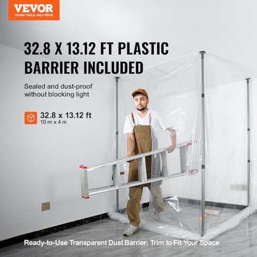 VEVOR Dust Barrier Poles, 12 Ft Barrier Poles, Dust Barrier System - Image 2