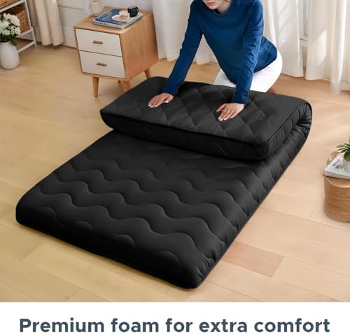 SCHNAUZER HOME Japanese Floor Mattress Futon Mattress Twin 3.5" Thick Black - Image 5