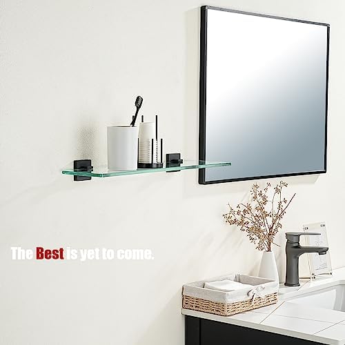 JQK Bathroom Glass Shelf Black, Tempered Glass Shower Storage 20 by 5 inches - Image 4