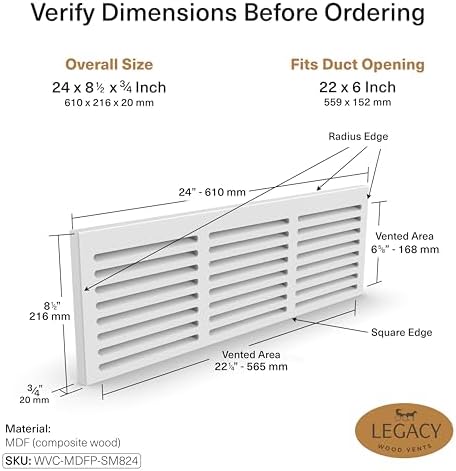 Return Air Grill 22x6 Duct Opening, Noise Free-high Airflow Vent Cover - Image 2