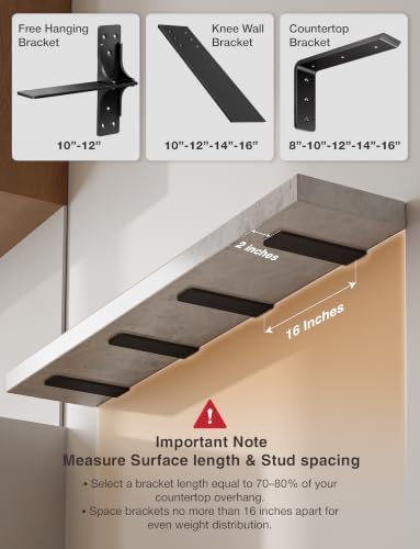 BATODA 8” Countertop Support Steel Brackets, Heavy Duty L Bracket - Image 5
