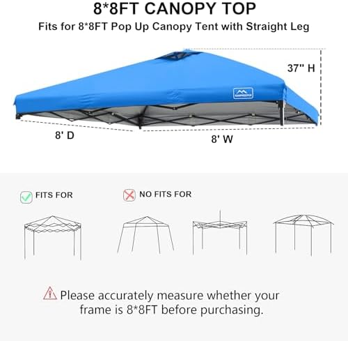 8x8 Replacement Top Pop Up Canopy Tent Cover Roof - Image 2