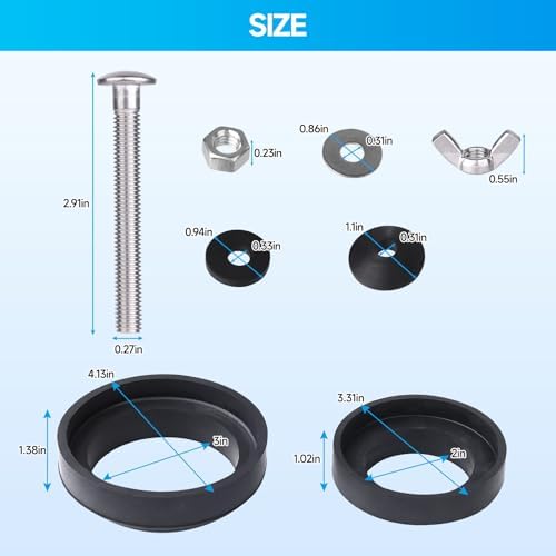 Toilet Tank to Bowl Bolt & Gasket Kit, 304 Stainless Steel Bolts, High-Density - Image 5