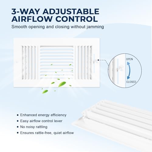 4PK Ceiling Vent Cover for 10x4" Duct Opening, 3 Way Steel Air Vent Cover - Image 4