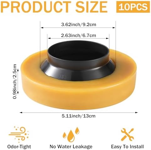 10 Pack Toilet Wax Ring Extra Thick Toilet Bowl Wax Ring Gasket Fits 3-inch and - Image 2