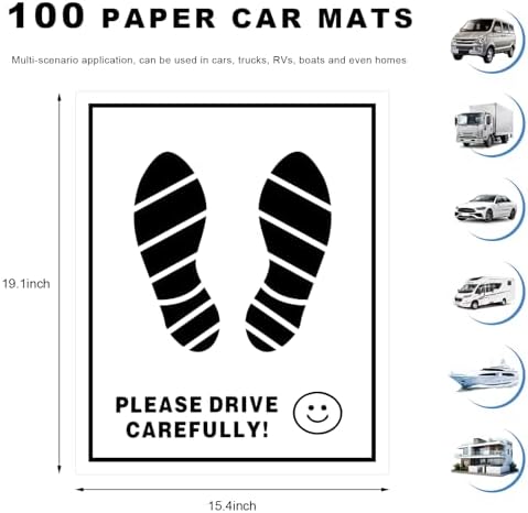 100 PCS Paper Car Floor Mats, Temporary Foot Mat Auto Detailing Supplies - Image 2