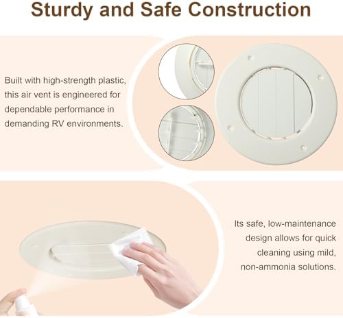 Ketofa 6.5 Inch RV Ceiling Vent Cover, 4-5/8 Inch Duct, 5 Pack - Image 3