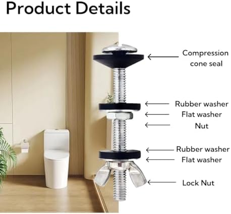 Universal Toilet Tank Repair Kit – 4 Heavy Duty 304 Stainless Bolts & 2 Seals - Image 4