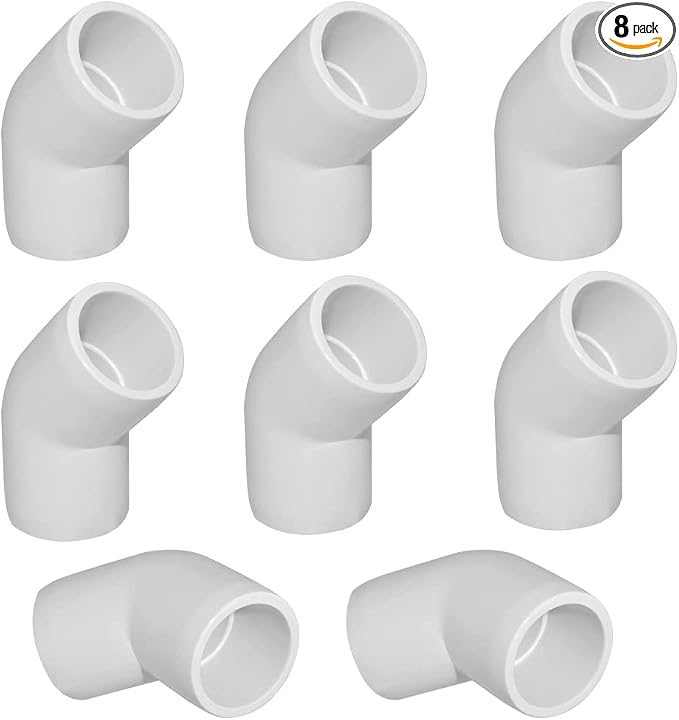 3/4" 45 Degree PVC Elbow Fitting, Furniture Grade 2 Way Right Angle Elbow Side by ANPTGHT
