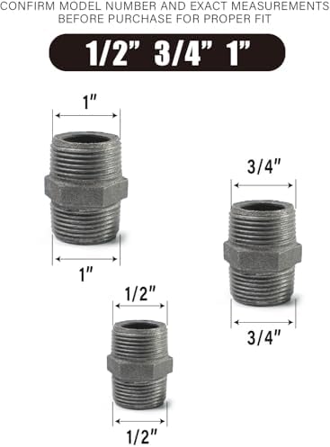 Black hexagonal threaded pipe fittings, double-ended external threaded - Image 2