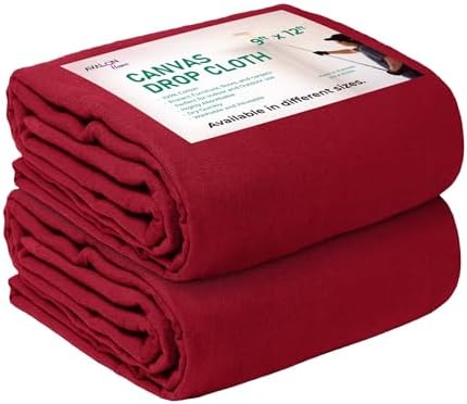 Canvas Drop Cloth for Painting 9x12 feet Pack of 2-8oz Painters Drop Cloths for by Unknown