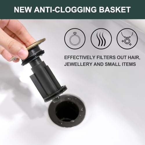 KENES Champagne Bronze Pop Up Bathroom Sink Drain Assembly Without Overflow - Image 4