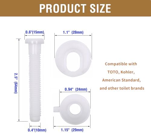 A.I.FORCE Plastic Toilet Seat Hinge Bolt Lid Screws Replacement Kit - Image 5