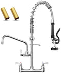 Commercial Faucet with Pre-Rinse Sprayer, Hurran 8 Inch Center 25" Height Wall by Hurran