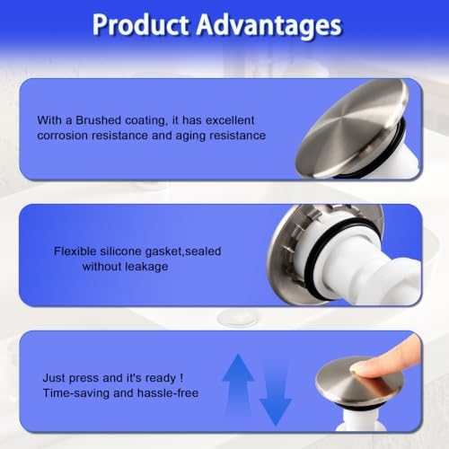 972-098J Plumbing-Equipment Brushed Nickel Drain Sink Stopper, Drain Sink Plug - Image 4