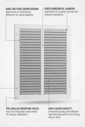 18 x 10 Inch Return Air Vent Cover, Solid Steel HVAC Grille - Image 3