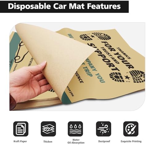 100Pcs Car Paper Floor Mats Khaki Vehicles Disposable Floor Pads - Image 2