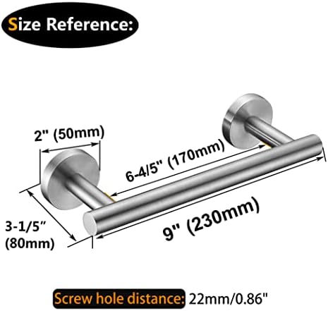 Nolimas 9 Inch Silver Bath Hand Towel Bar SUS 304 Stainless Steel Towel Rod - Image 3