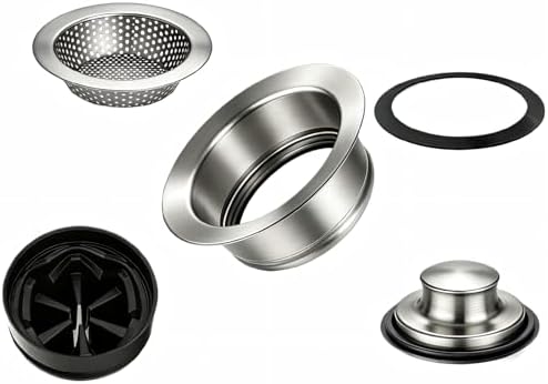 Garbage Disposal Flange 5-Piece Kit, 3-1/2 in Putty-Free Sink Stopper by UHOUSING