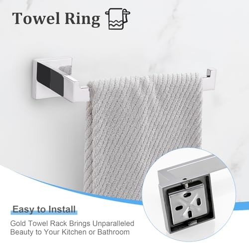 TURS 4-Piece Bathroom Hardware Set Bath Towel Bar Set 24 Inch Towel Holder Set - Image 3