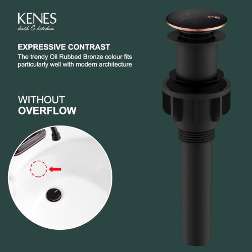 KENES Oil Rubbed Bronze Pop Up Bathroom Sink Drain Stopper Without Overflow - Image 3