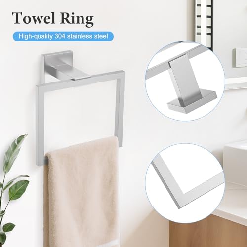 TURS 5-Piece Bathroom Hardware Set Brushed Nickel Towel Bar Set 23.6inch Bath - Image 4
