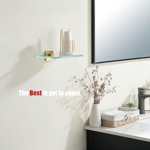 JQK Bathroom Glass Shelf Gold, Tempered Glass Shower Storage 8 by 5 inches - Image 4