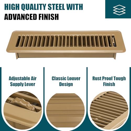 VOISEN Floor Register 2x12, 6 Pack Brown Floor Vent Covers - Image 5
