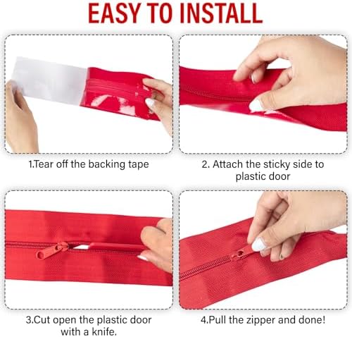 4-Pack Heavy Duty Zipper Door for Dust Barriers, Construction Door Zipper - Image 6
