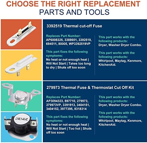 3387747 Dryer Heating Element & 279816 Thermostat Kit & 279973 3392519 Thermal - Image 5