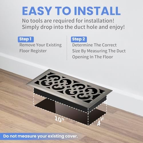 Howeall 4x10 Inches Heavy Duty Walkable Floor Register Easy Adjust Air Supply - Image 6