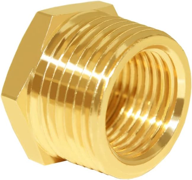 Hooshing 2PCS Brass Reducer Hex Bushing 3/4" NPT Male x 1/2" NPT Female | Heavy - Image 3