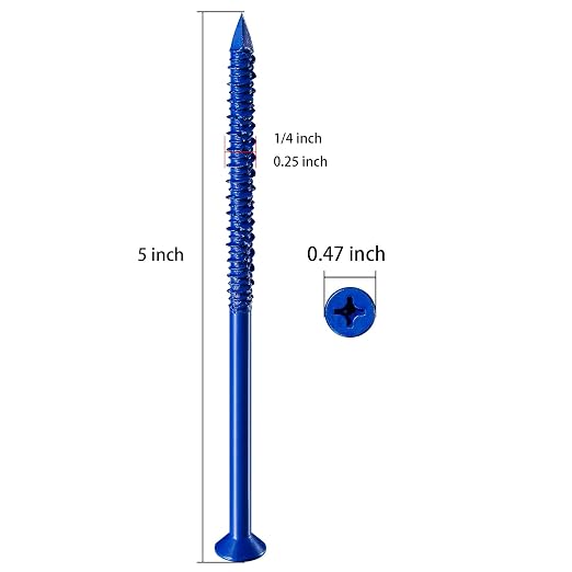 Wensilon 1/4''x5 Concrete Screw Anchor Blue Flat Head - Image 2