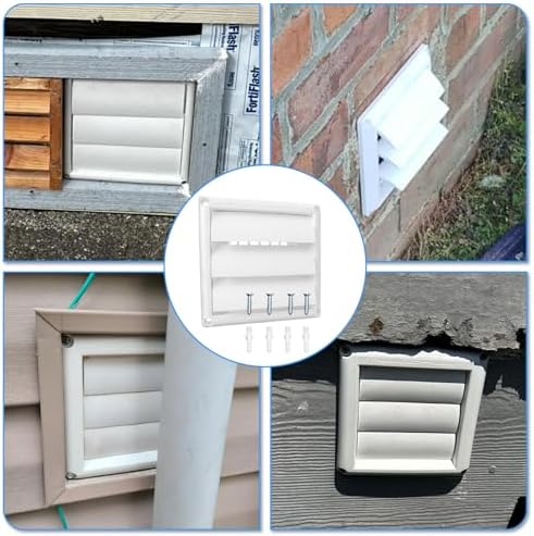 6-Inch Dryer Vent Cover, Outdoor Dryer Louvered Hood8×8" Exterior Wall Vent — - Image 2
