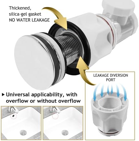 Bathroom White 2 Pack Sink Drain Kit, - Image 3