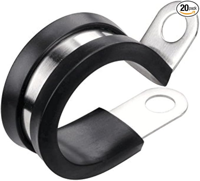 LOKMAN 20 Pack 1/4 Inch Stainless Steel Cable Clamp, Rubber Cushioned Insulated by LOKMAN