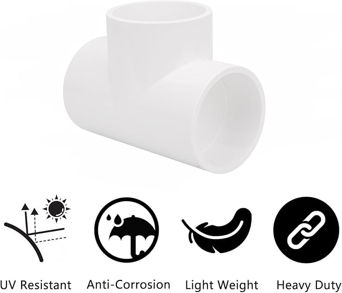 3Pack 3 Way 2" PVC Tee Pipe Fittings Adapter Furniture Grade SCH40 2 Inch PVC - Image 4