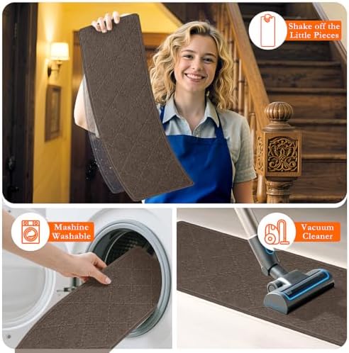 Stair Treads for Wooden Steps 18 PCS Non Slip Stair Rugs Brown - Image 5